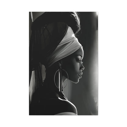Tableau Femme Africaine Noir Blanc Profil - format XXL - Art Virtuoso