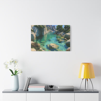 Calanque corse avec eau turquoise transparente et falaises rocheuses - Art Virtuoso - vue 13/20