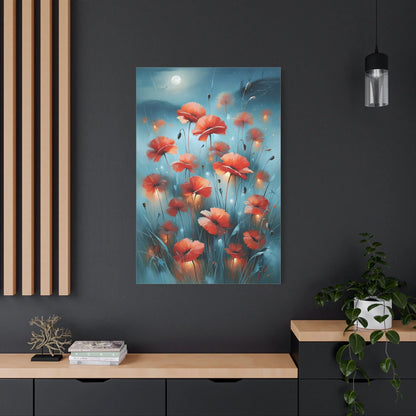 Tableau Coquelicots de Nuit - Clair de Lune - mise en scène impact maximal