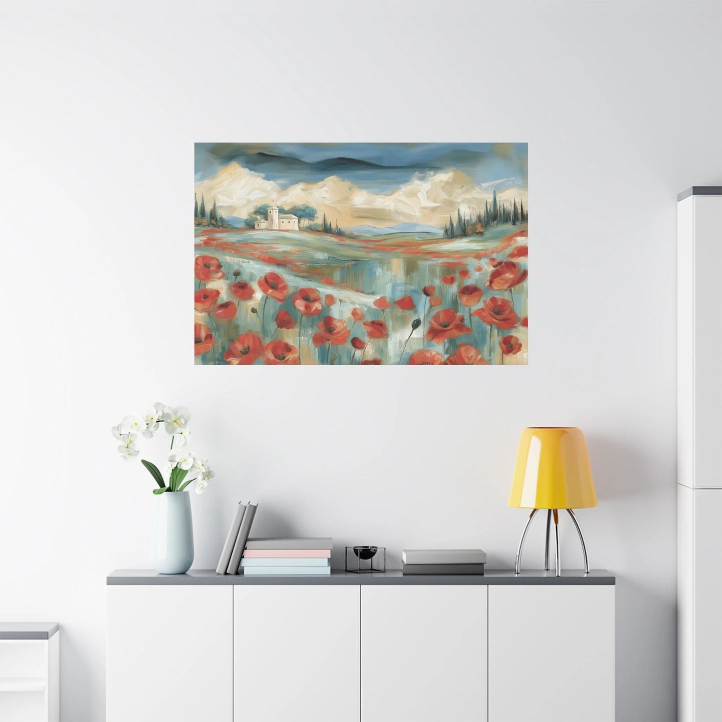 Tableau Champ de Coquelicots - Hommage à Monet - vue mur grande hauteur
