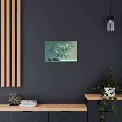 Tableau Détail des feuilles de bambou bleu pâle