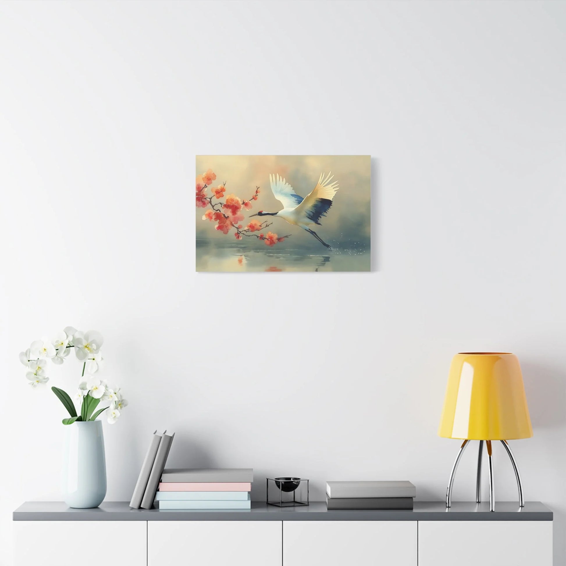 Tableau Grue blanche esprit estampe ukiyo-e