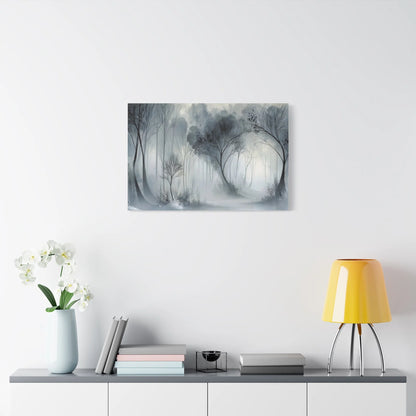 Tableau Forêt brume gris format horizontal grand pan de mur