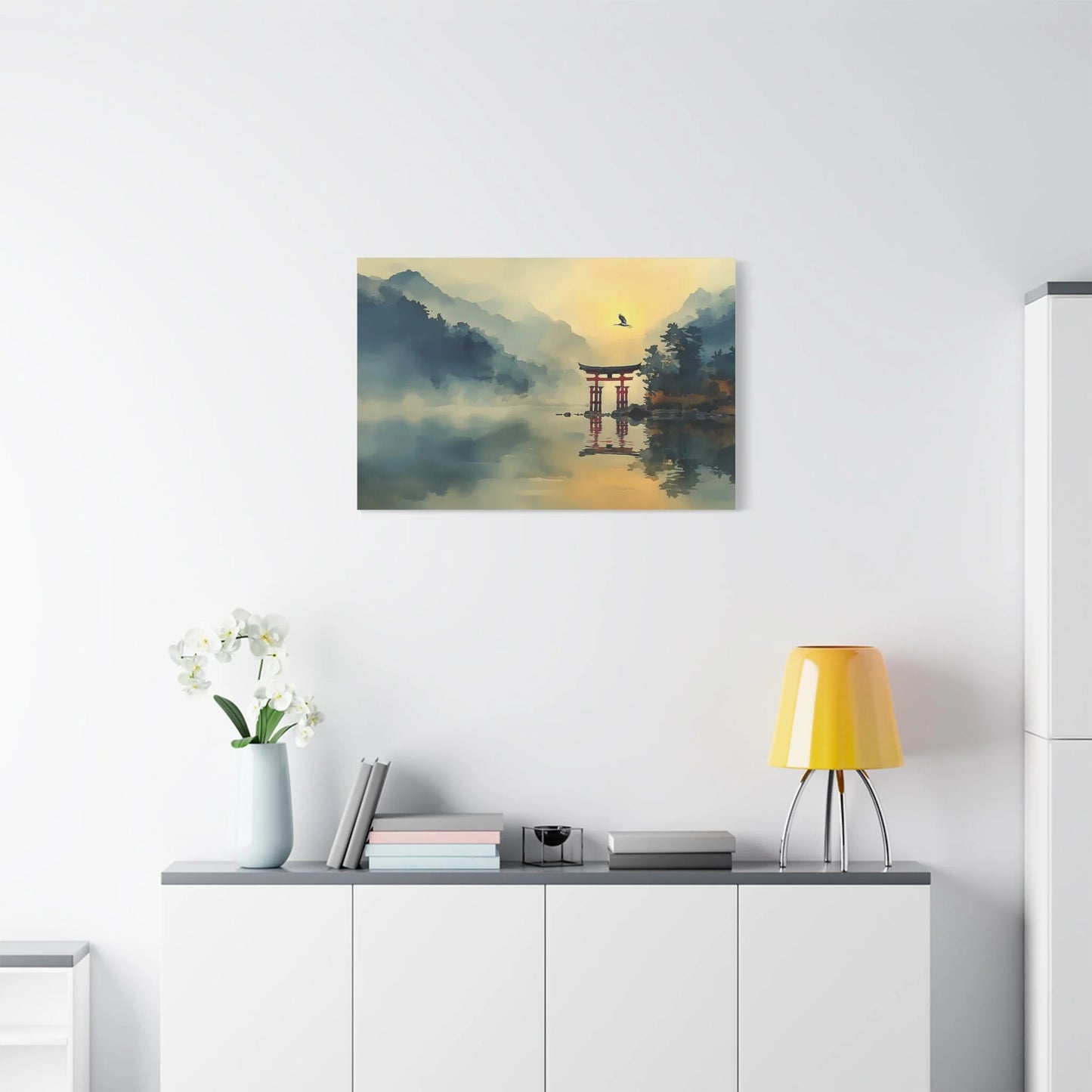 Tableau Tableau torii zen ambiance sumi-e contemporain