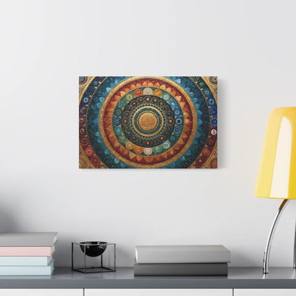 Tableau en Mosaïque Mandala Chakras - Roue Intérieure - décor salon contemporain bois