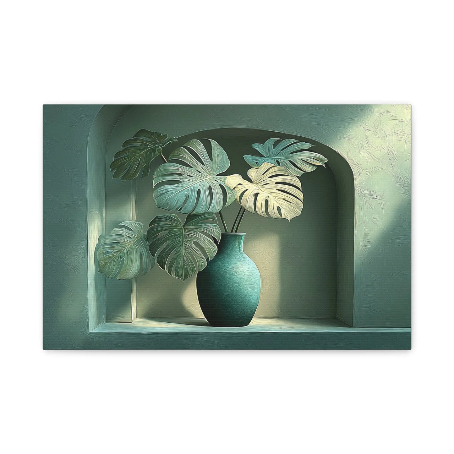 Tableau Vert Sauge Foncé - Monstera dans la Niche