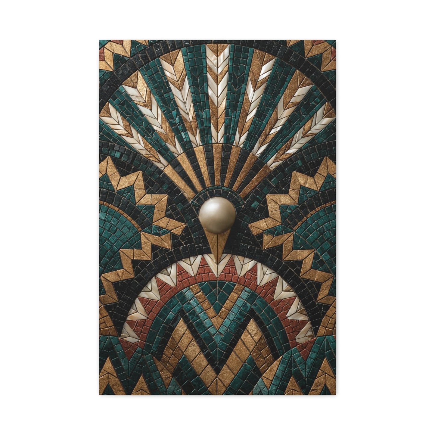 Tableau en Mosaïque Art Déco Éventail - Symétrie Dorée - intégration salon scandinave