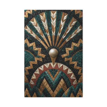 Tableau en Mosaïque Art Déco Éventail - Symétrie Dorée - intégration salon scandinave