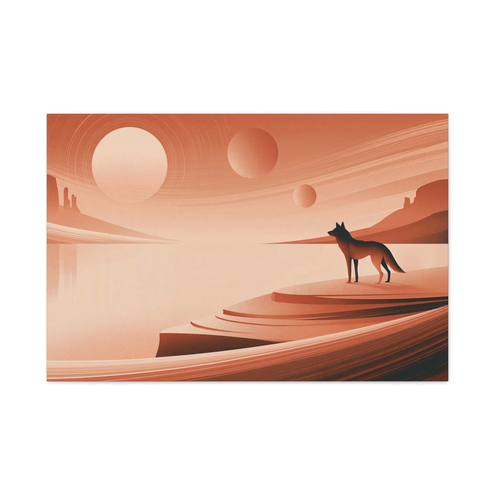 Tableau Loup Terracotta - Crépuscule du Désert - ambiance bureau créatif