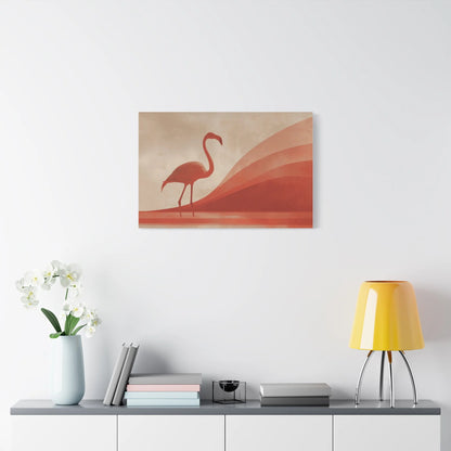 Tableau mural flamant rose terracotta — ambiance lagune