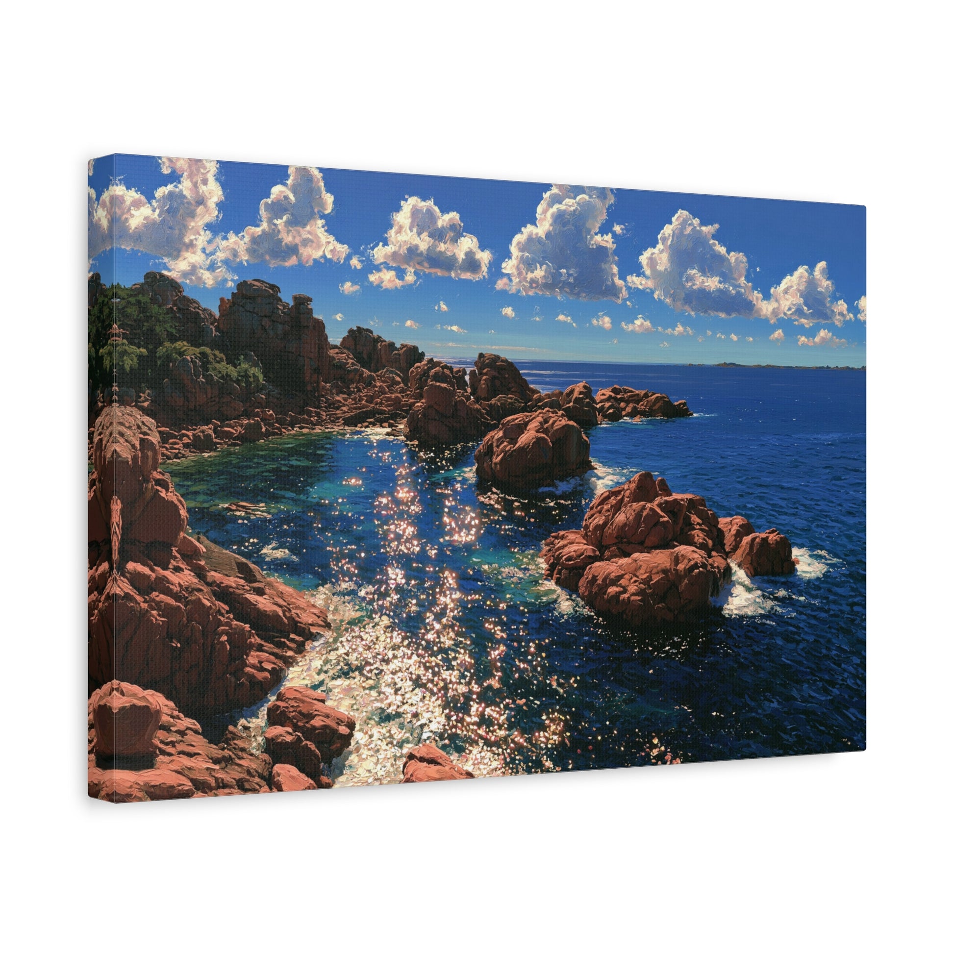 Rochers de granit rose en Bretagne devant une mer bleue lumineuse - Art Virtuoso - vue 6/20