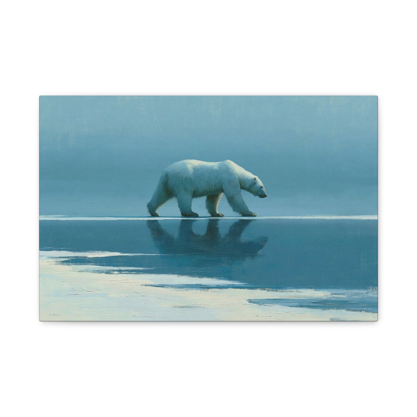 Tableau Ours Blanc Banquise Minimaliste - Silence Arctique - format S