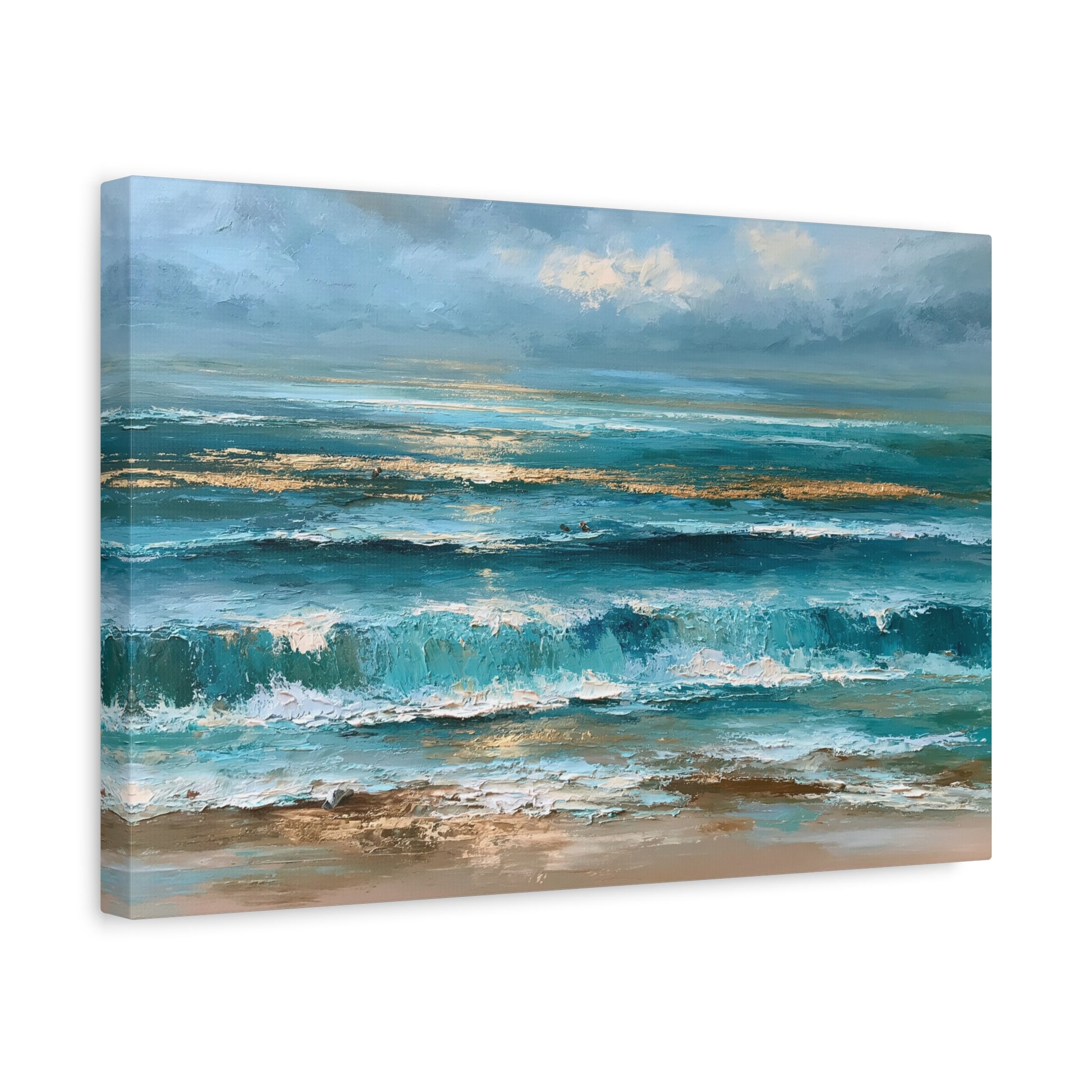 Mer abstraite en bandes bleu sable et ecume blanche - Art Virtuoso - vue 6/20