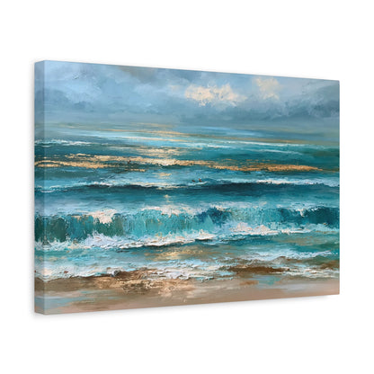 Mer abstraite en bandes bleu sable et ecume blanche - Art Virtuoso - vue 6/20