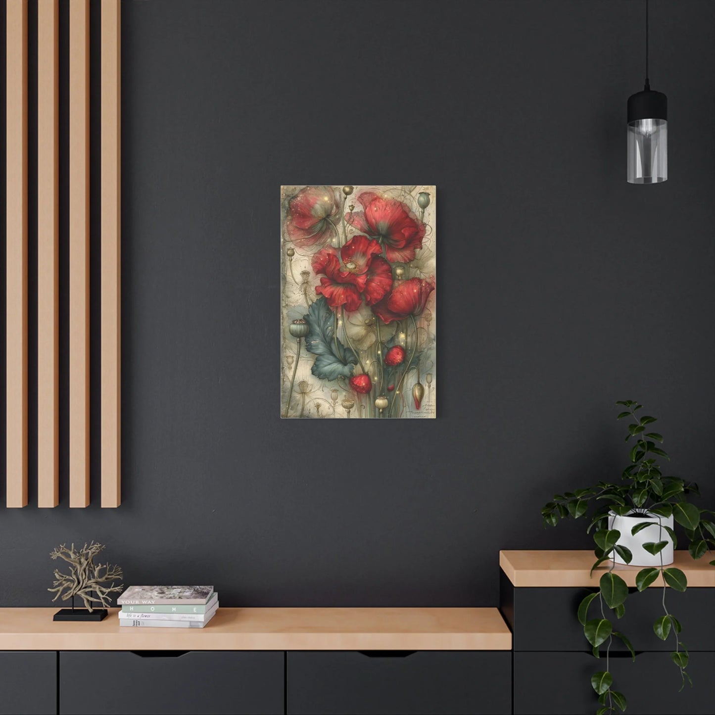 Tableau Coquelicots Vintage - Planche Botanique Ancienne - vue intérieur architecte