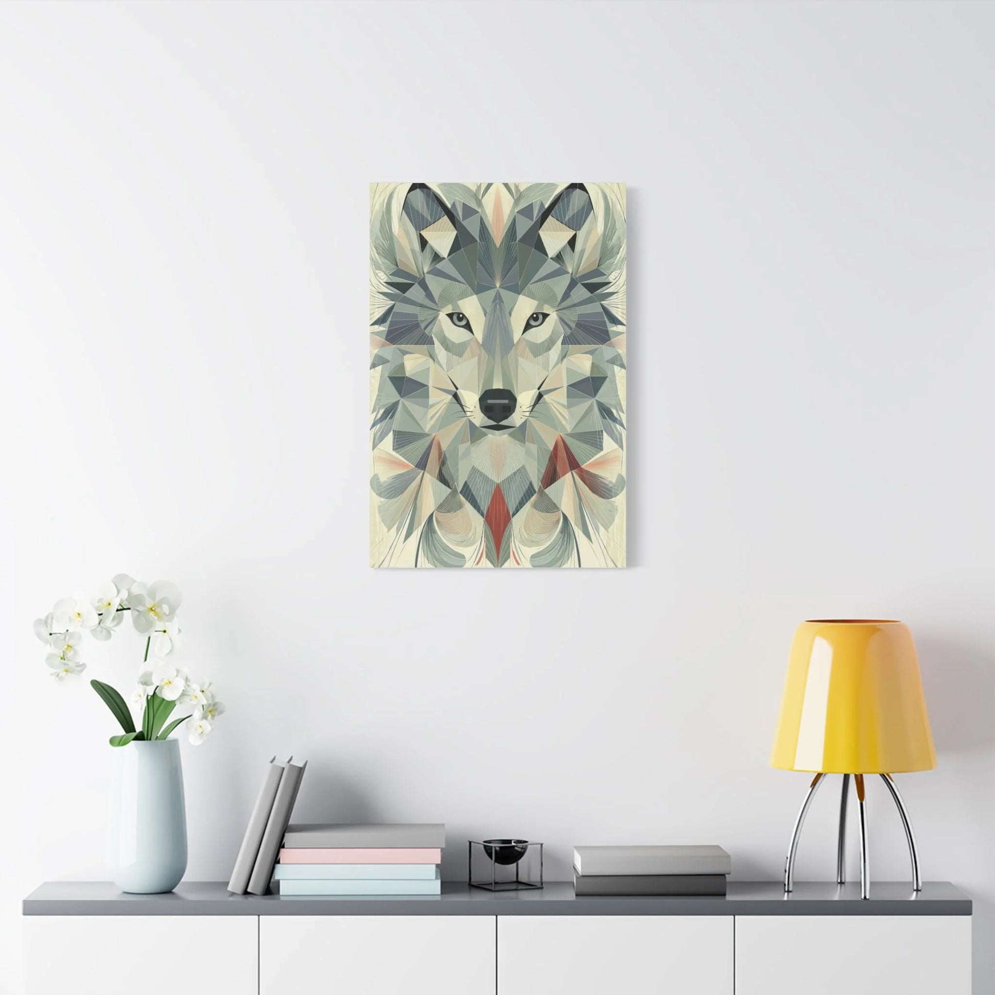 Tableau Loup Low Poly - Minimalisme Scandinave - grand format salon spacieux