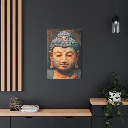 Tableau Tête de Bouddha - Sérénité de Pierre Patinée - format XXL pièce de réception