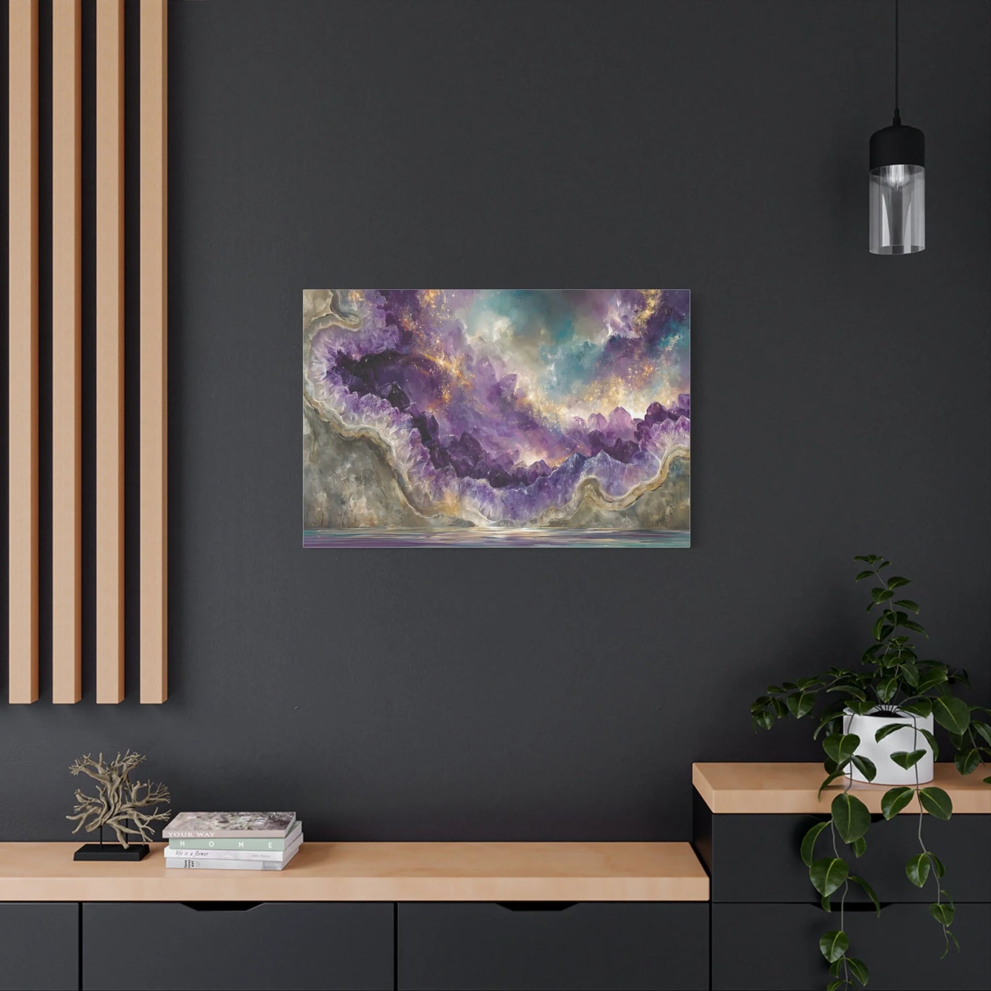 Tableau Géode améthyste atmosphère réalisme magique