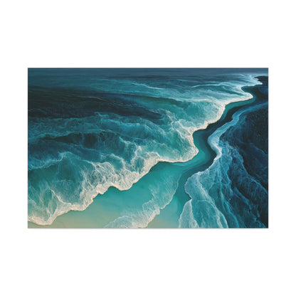 Courants turquoise abstraits vus du ciel avec dentelles d ecume blanche - Art Virtuoso - vue 5/20