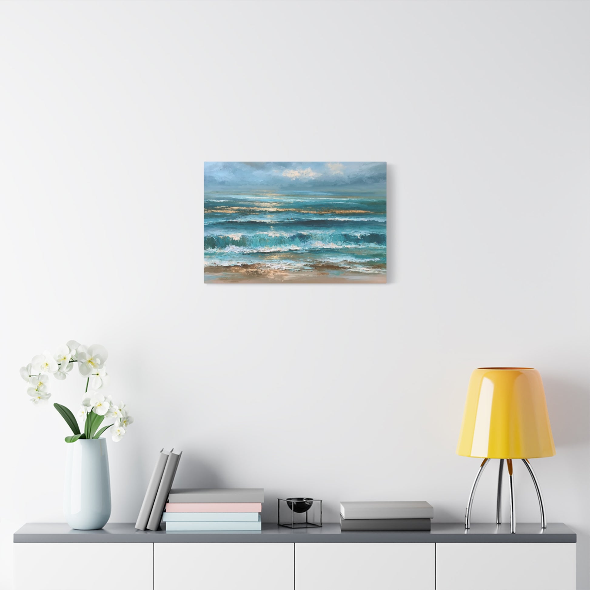Mer abstraite en bandes bleu sable et ecume blanche - Art Virtuoso - vue 10/20
