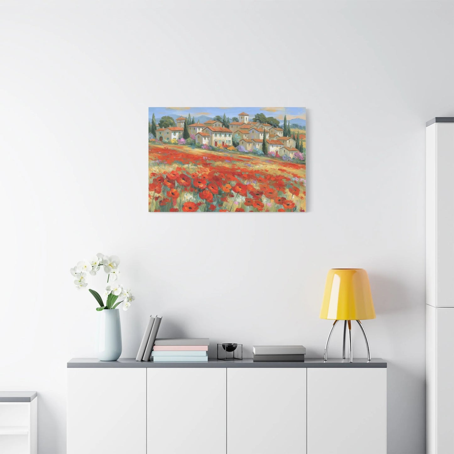 Tableau Coquelicots de Provence - Lumière de Juillet - ambiance loft haut de plafond