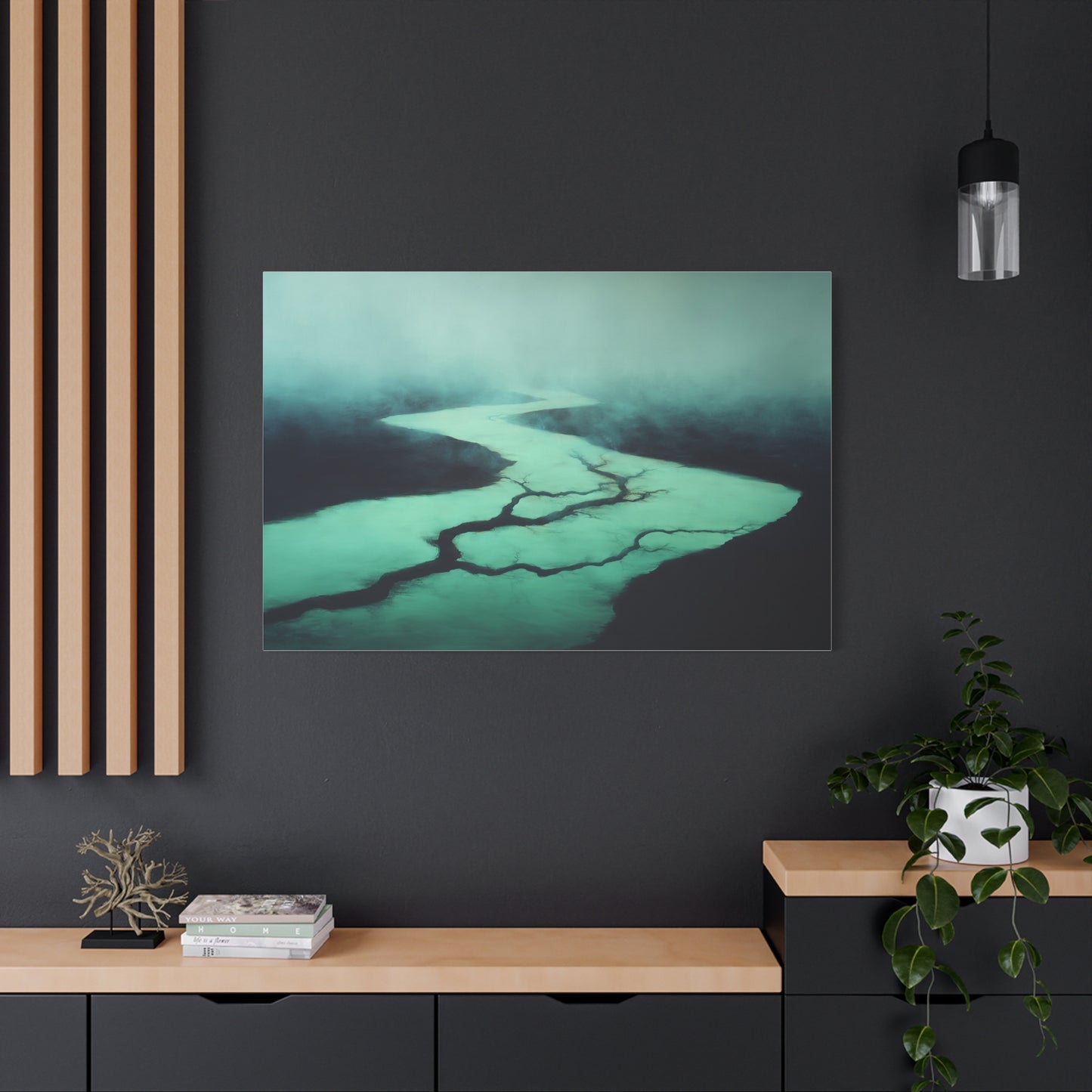 Tableau Rivière Vert Sauge - Méandres du Silence — Art Virtuoso