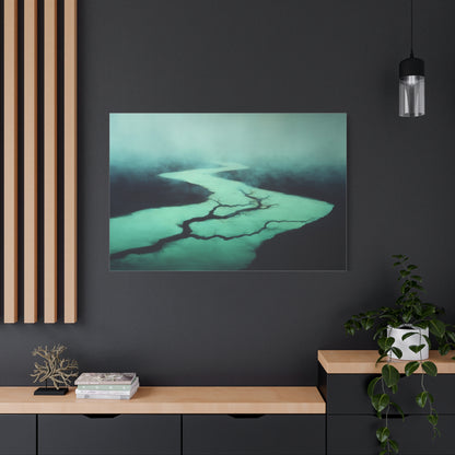 Tableau Rivière Vert Sauge - Méandres du Silence — Art Virtuoso