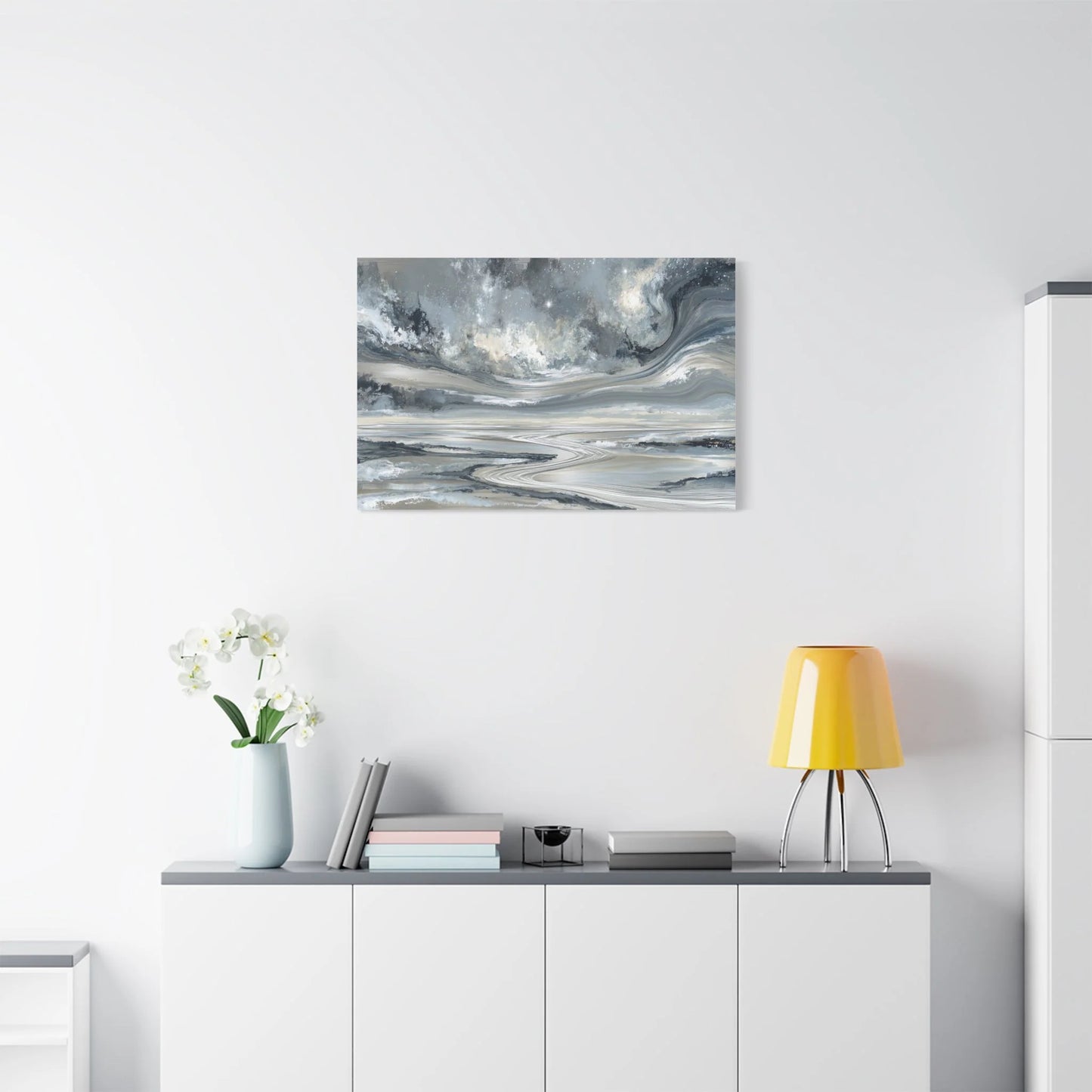 Tableau Tableau argenté ambiance contemporaine