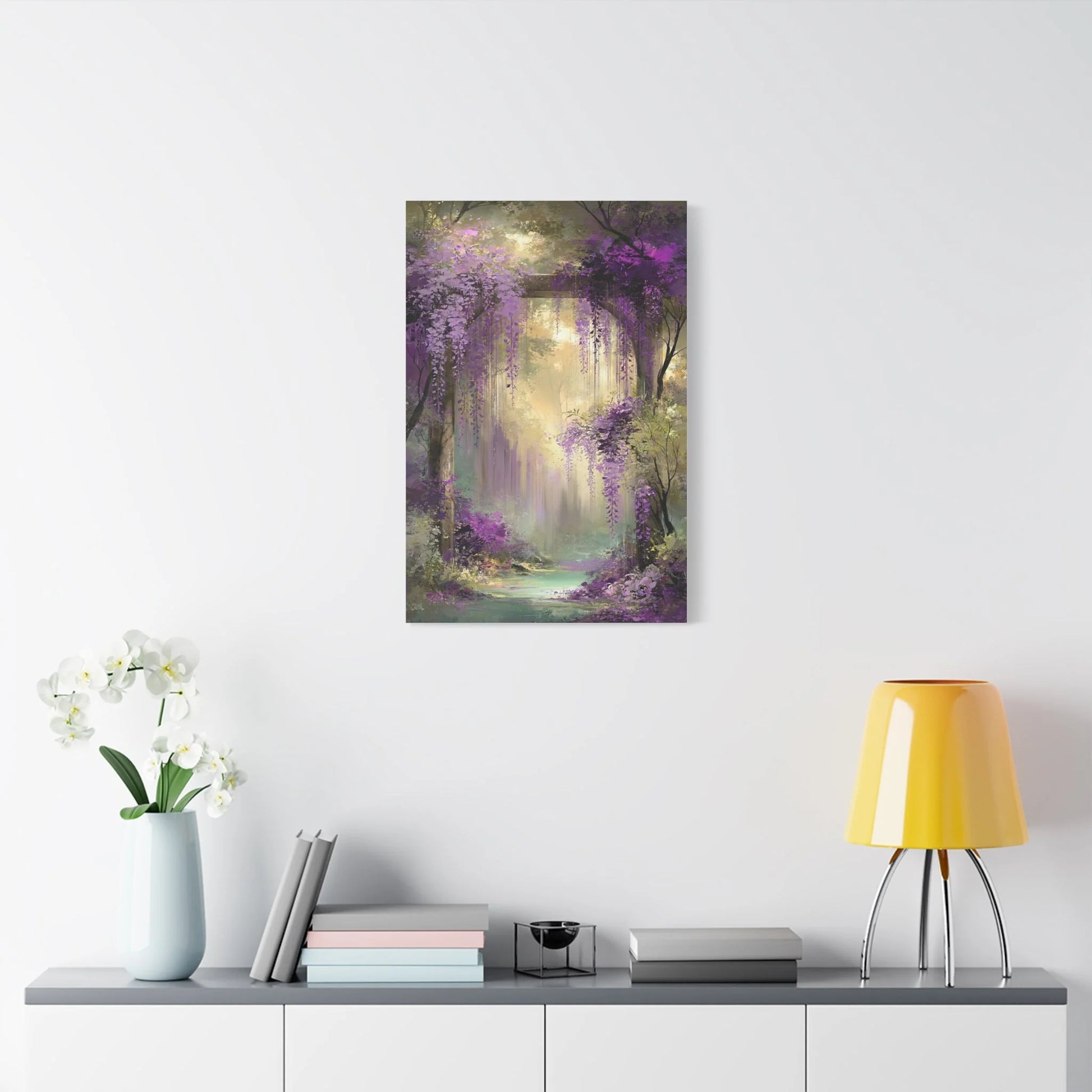 Tableau Glycine violet format vertical alcôve