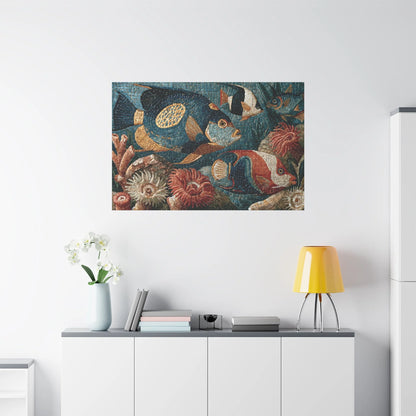 Tableau en Mosaïque Poisson Corail - Lagune de Tesselles - vue mur grande hauteur