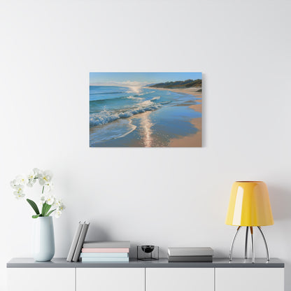 Plage de sable dore avec vagues douces et lumiere d ete sur la mer - Art Virtuoso - vue 13/20