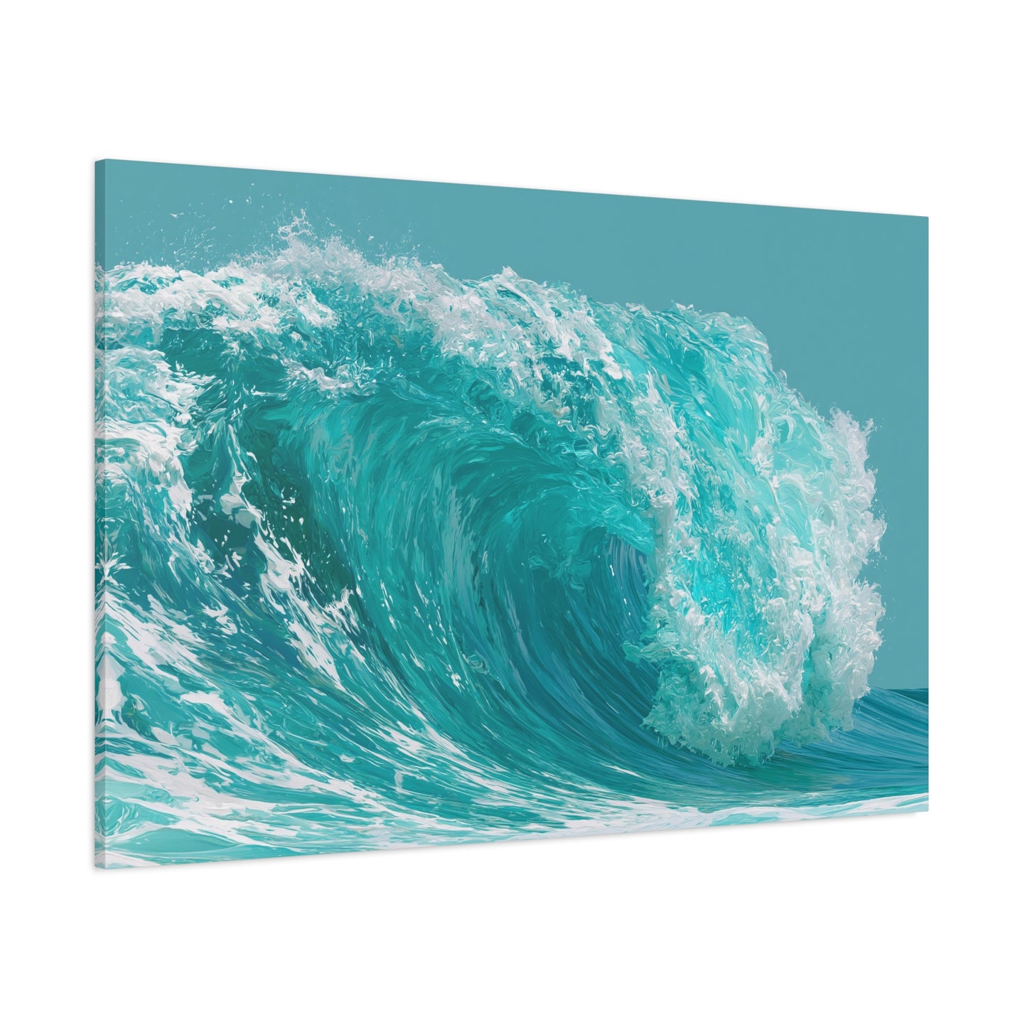 Grande vague turquoise graphique avec rouleau et ecume blanche - Art Virtuoso - vue 18/20