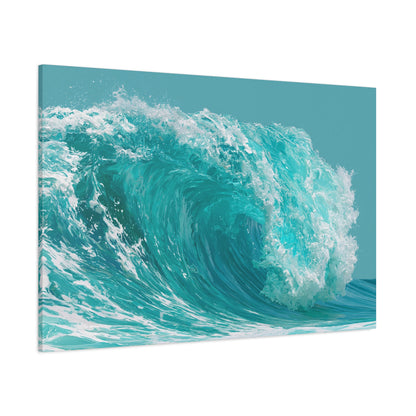 Grande vague turquoise graphique avec rouleau et ecume blanche - Art Virtuoso - vue 18/20