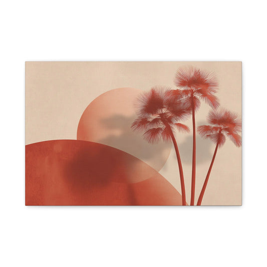 Tableau Palmiers Minimalistes Terracotta - Palmeraie au Couchant
