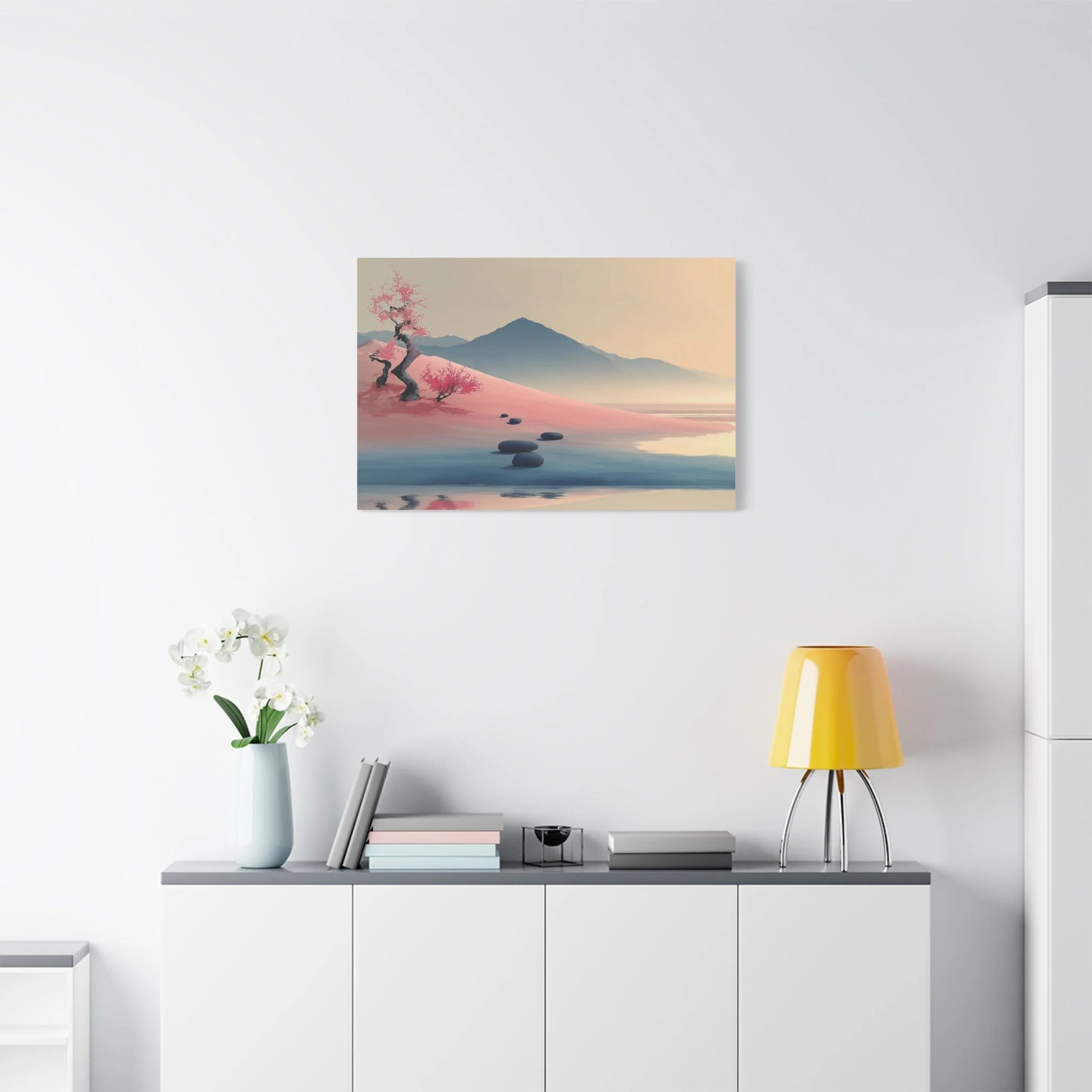 Tableau Tableau rose zen ambiance japandi