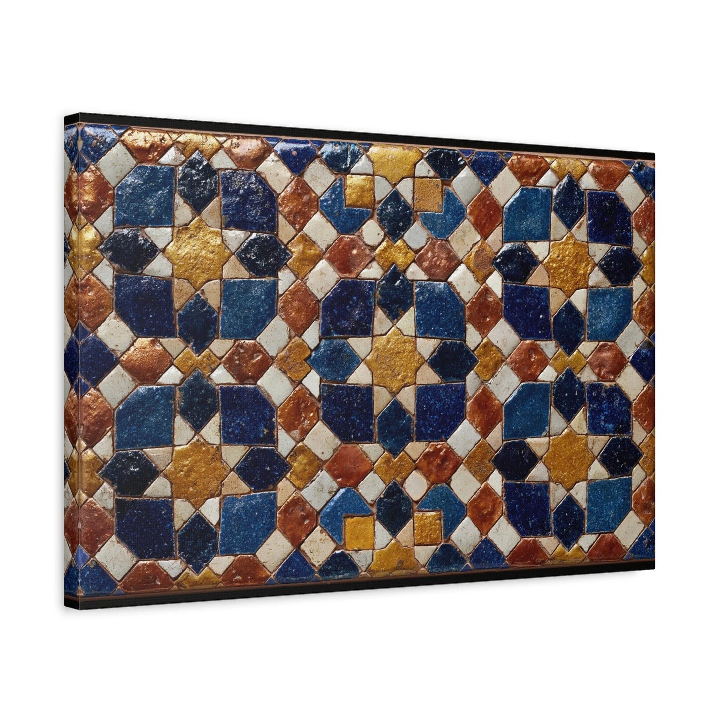 Tableau en Mosaïque Alhambra Bleu - Jardin de Zellige - intégration loft industriel