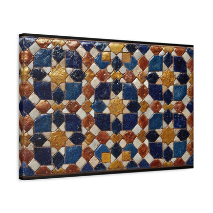 Tableau en Mosaïque Alhambra Bleu - Jardin de Zellige - intégration loft industriel