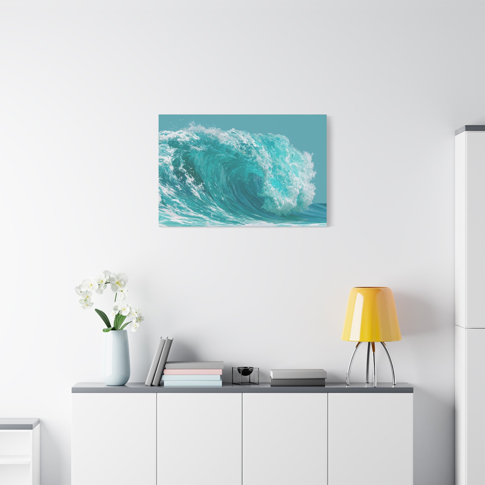Grande vague turquoise graphique avec rouleau et ecume blanche - Art Virtuoso - vue 16/20