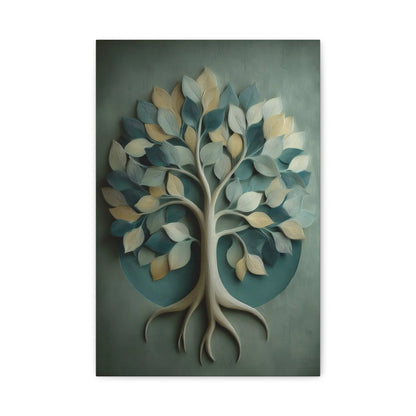 Tableau Arbre de Vie Vert Sauge - Racines & Couronne