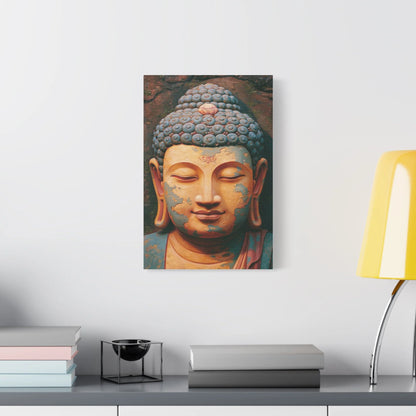 Tableau Tête de Bouddha - Sérénité de Pierre Patinée - décor salon contemporain bois