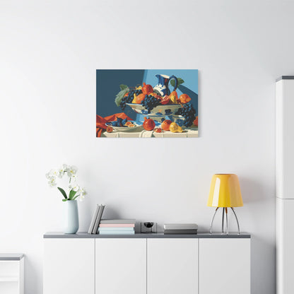 Tableau Nature Morte Fruits Clair-Obscur Caravage - Corbeille Nocturne - ambiance loft haut de plafond