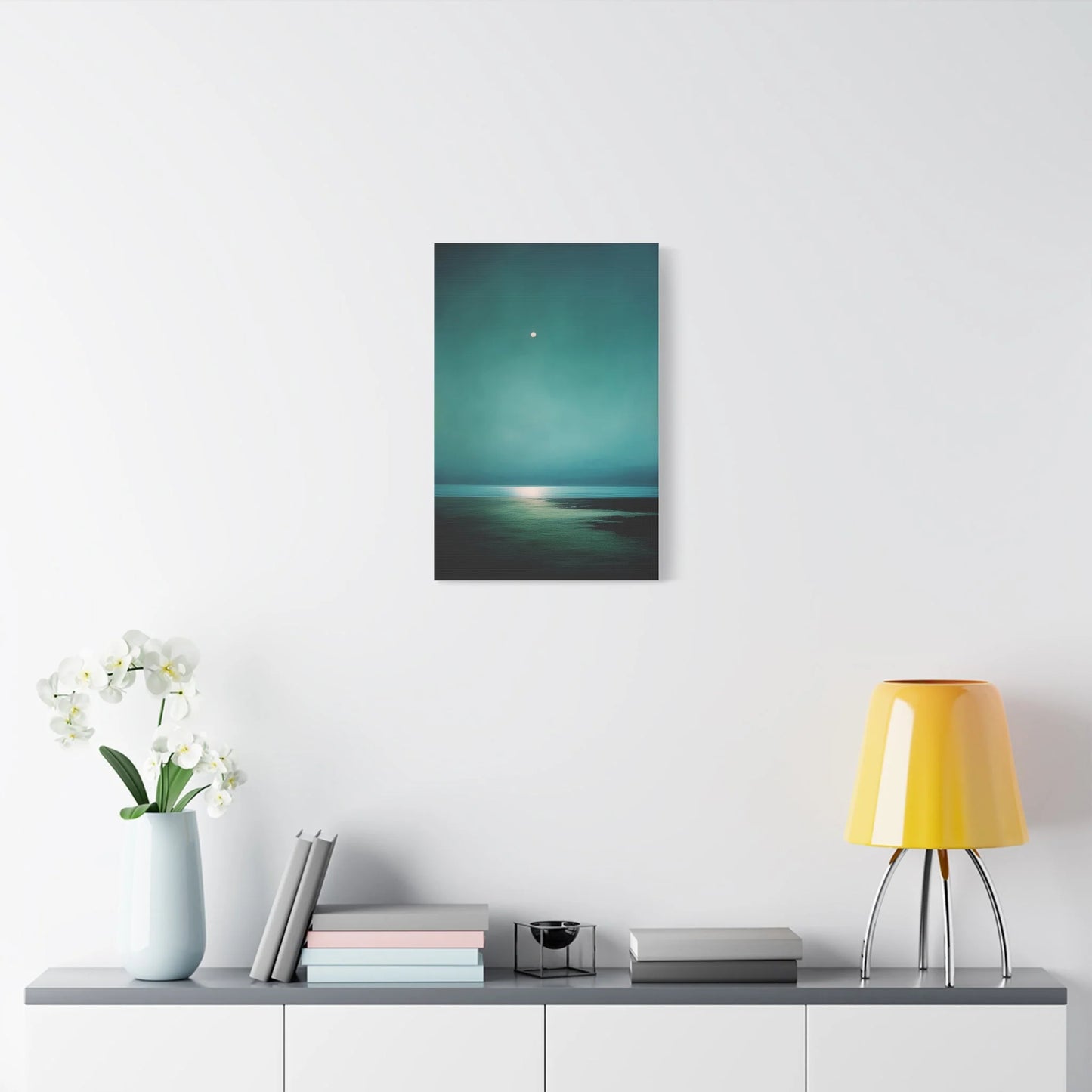 Tableau Clair de lune vert sauge ambiance japandi
