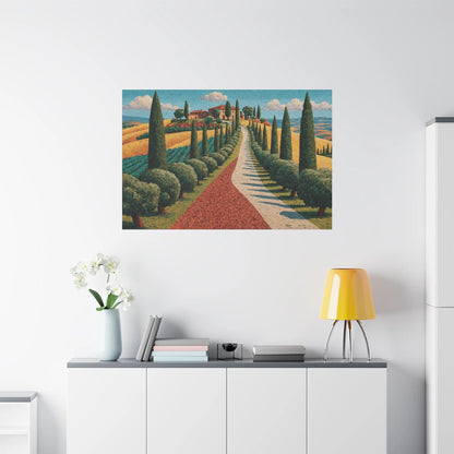 Tableau en Mosaïque Toscane Cyprès - Vignobles de Pierre - vue mur grande hauteur