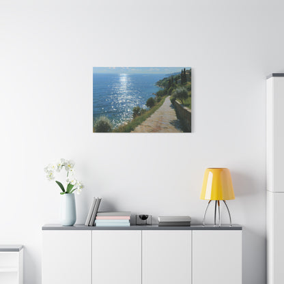 Promenade mediterraneenne avec cypres et soleil brillant sur la mer - Art Virtuoso - vue 16/20