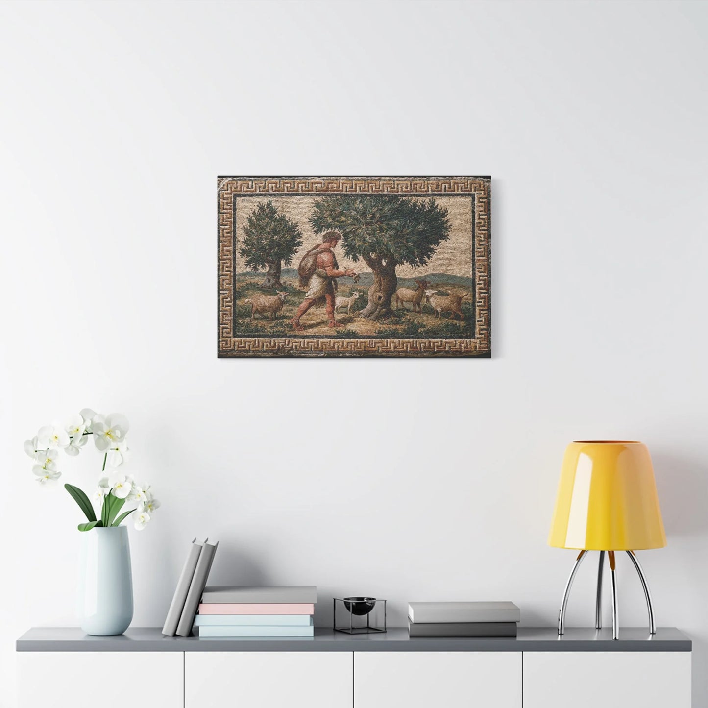 Tableau en Mosaïque Pompéi Pastorale - Mémoire Romaine - grand format salon spacieux