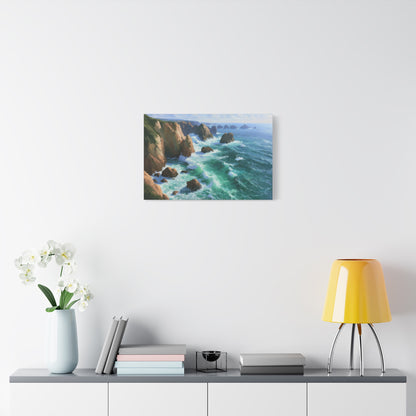 Cote emeraude avec falaises rochers et vagues vertes ecumeuses - Art Virtuoso - vue 10/20