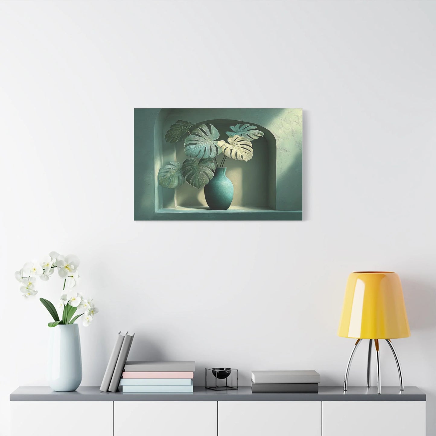 Tableau Vert sauge foncé format horizontal mur d'accent