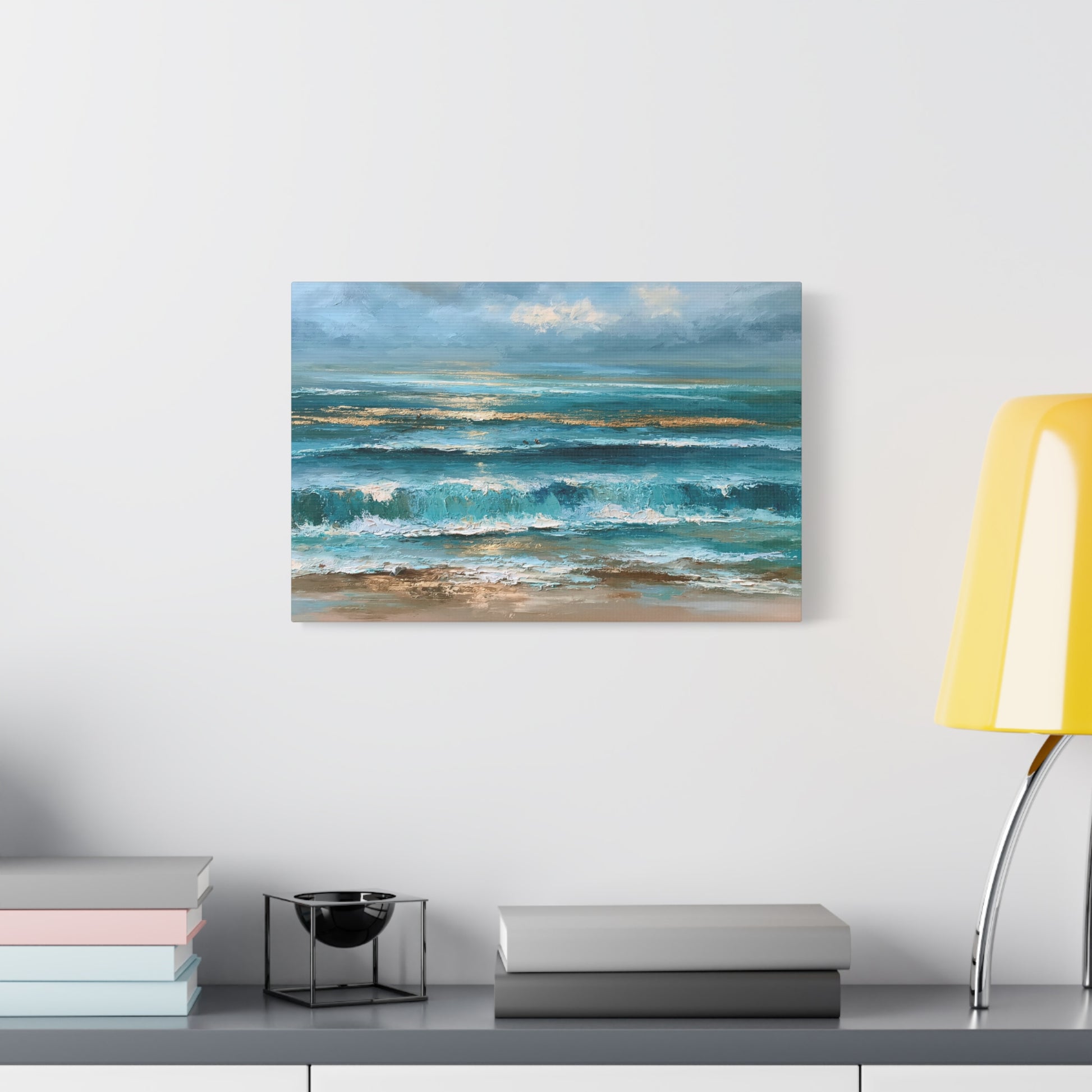 Mer abstraite en bandes bleu sable et ecume blanche - Art Virtuoso - vue 7/20