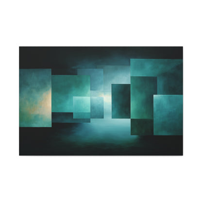 Tableau Volumes vert sauge abstraits architecture conceptuelle