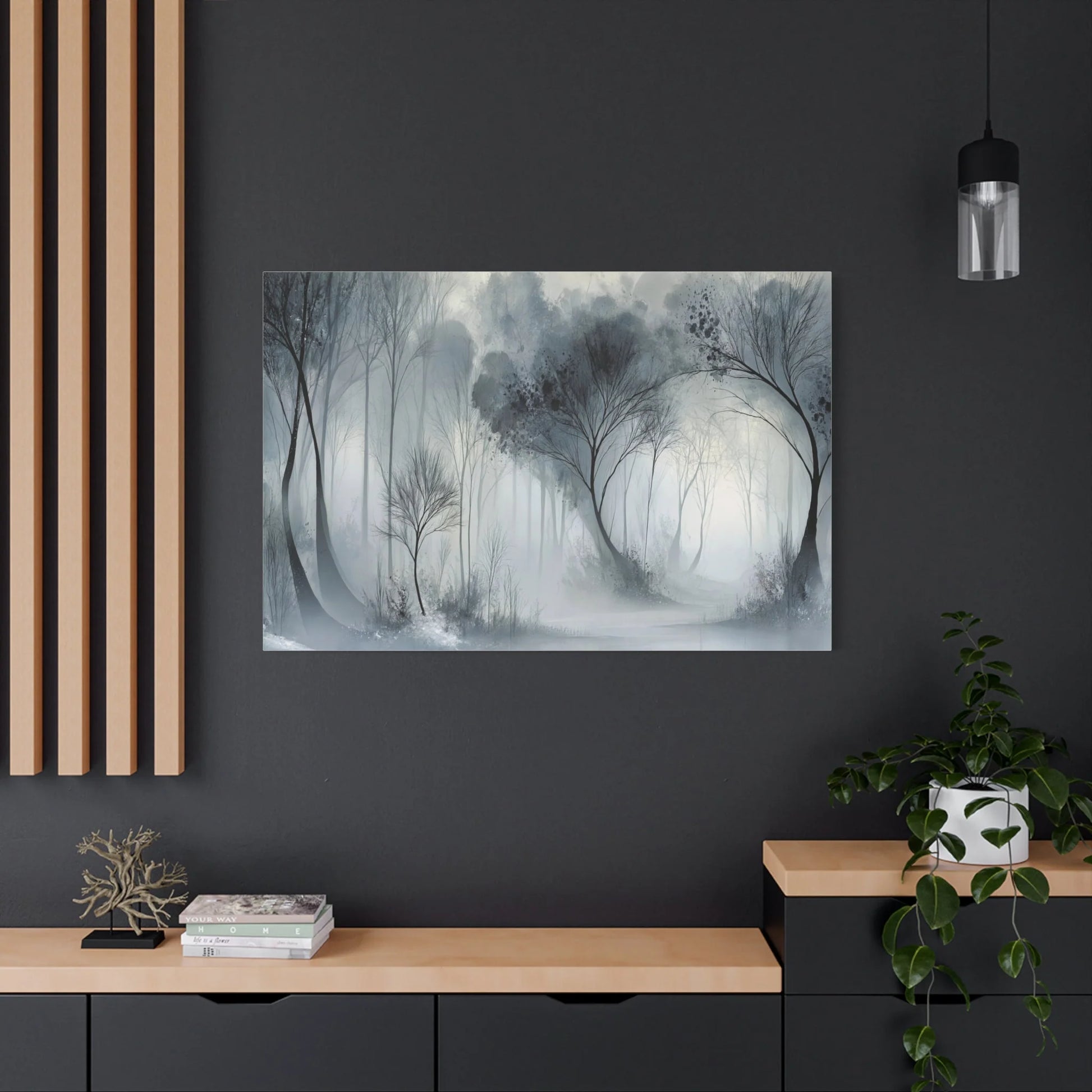 Tableau Forêt en Brume Gris - Sylvestre d'Hiver — Art Virtuoso